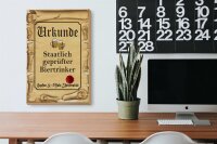Holzschild Bier 20x30cm Urkunde geprüfter Biertrinker