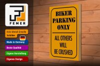Holzschild Parken 20x30cm biker parking only all others