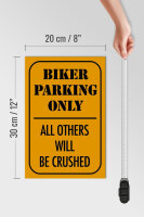 Holzschild Parken 20x30cm biker parking only all others
