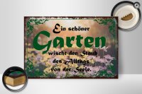 Holzschild Spruch 30x20cm schöner Garten wischt den Staub