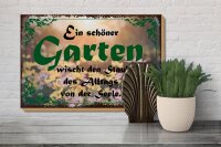 Holzschild Spruch 30x20cm schöner Garten wischt den Staub