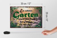 Holzschild Spruch 30x20cm schöner Garten wischt den Staub