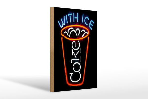 Holzschild Getränke 20x30cm Coke with ice Reklame