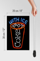 Holzschild Getränke 20x30cm Coke with ice Reklame