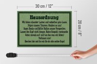 Holzschild Spruch 30x20cm Hausordnung wir lieben einander