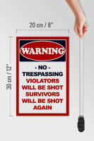 Holzschild Hinweis 20x30cm Warning no trespassing