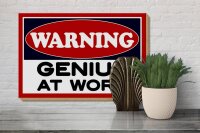 Holzschild Hinweis 30x20cm Warning Genius at work