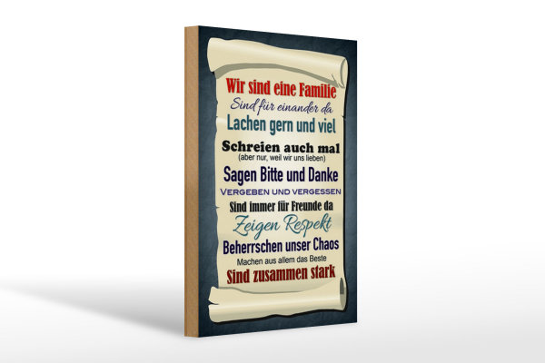 Holzschild Spruch 20x30cm wir sind eine Familie zusammen