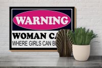 Holzschild Hinweis 30x20cm Warning Woman Cave where girls