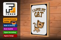 Holzschild Spruch 20x30cm Katze i love my Cat