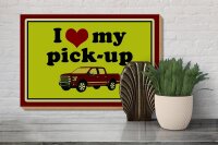 Holzschild Auto 30x20cm i love my pick-up Geländewagen