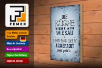 Holzschild Spruch 20x30cm Küche sieht aus wie Sau hab das