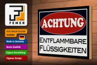 Holzschild Hinweis 30x20cm Achtung entflammbare Flüssigkeiten