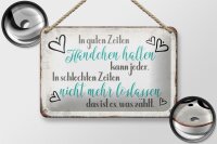 Blechschild Spruch 18x12cm in guten Zeiten Händchen halten