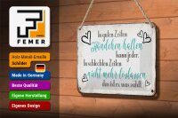 Blechschild Spruch 18x12cm in guten Zeiten Händchen halten