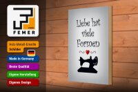 Holzschild Spruch 20x30cm Nähen Liebe hat viele Formen