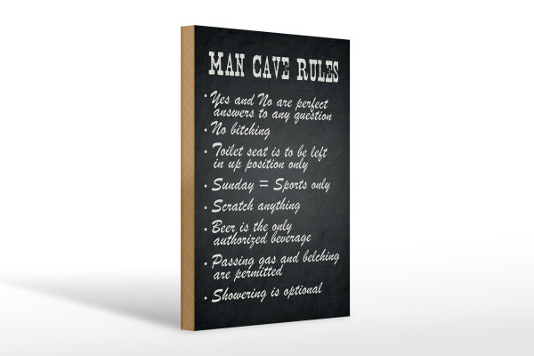 Holzschild Spruch 20x30cm man cave rules Männer Regeln
