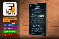 Holzschild Spruch 20x30cm Ladies Gentlemen Badezimmer