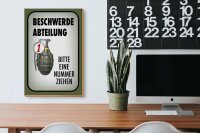Holzschild Spruch 20x30cm Beschwerde Abteilung bitte Nr.