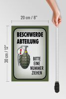 Holzschild Spruch 20x30cm Beschwerde Abteilung bitte Nr.