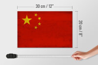 Holzschild Flagge 30x20cm China Fahne Wanddeko