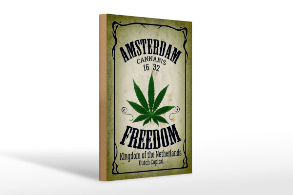 Holzschild Cannabis 20x30cm Amsterdam freedom Kingdom