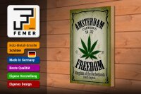 Holzschild Cannabis 20x30cm Amsterdam freedom Kingdom