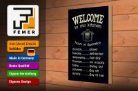 Holzschild Spruch 20x30cm Welcome to our kitchen hours