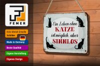 Blechschild Spruch 18x12cm Leben ohne Katze sinnlos
