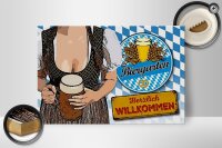 Holzschild Spruch 30x20cm Biergarten Willkommen Bayern