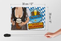 Holzschild Spruch 30x20cm Biergarten Willkommen Bayern