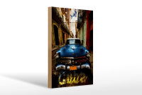 Holzschild Spruch 20x30cm Cuba blaues Auto