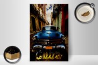 Holzschild Spruch 20x30cm Cuba blaues Auto