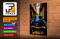 Holzschild Spruch 20x30cm Cuba blaues Auto