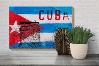 Holzschild Flagge 30x20cm Cuba Fahne auf eine Mauer