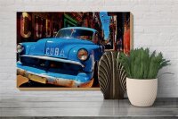 Holzschild Spruch 30x20cm Cuba Auto blauer Oldtimer