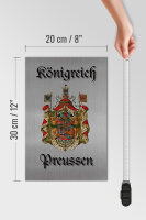Holzschild Spruch 20x30cm Königreich Preussen Wappen grau