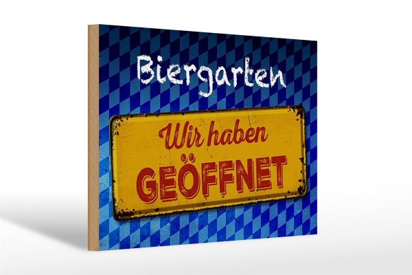 Holzschild Bayern 30x20cm Biergarten wir haben geöffnet