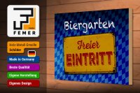 Holzschild Bayern 30x20cm Biergarten freier Eintritt