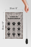 Holzschild Spruch 20x30cm Lexikon Tierpfotenabdrücke Tiere