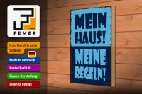 Holzschild Spruch 20x30cm mein Haus meine Regeln