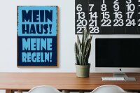 Holzschild Spruch 20x30cm mein Haus meine Regeln