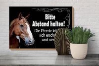 Holzschild Spruch 30x20cm bitte Abstand halten Pferde