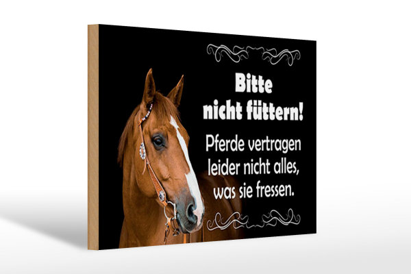 Holzschild Spruch 30x20cm bitte nicht füttern Pferde