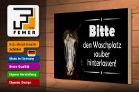 Holzschild Spruch 30x20cm Pferde bitte Waschplatz sauber