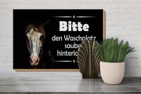 Holzschild Spruch 30x20cm Pferde bitte Waschplatz sauber