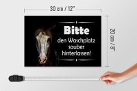 Holzschild Spruch 30x20cm Pferde bitte Waschplatz sauber