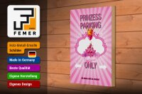 Holzschild Spruch 20x30cm Princess parking only rosa Krone