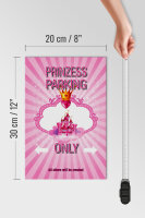 Holzschild Spruch 20x30cm Princess parking only rosa Krone