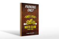 Holzschild Spruch 20x30cm parking only moto club new york